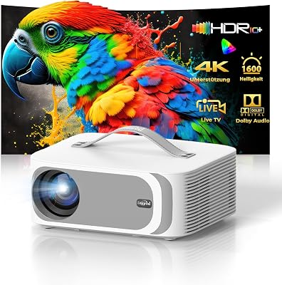 Beamer Passend für Netflix Dolby Audio|1600 Lisowod HDR10 Mini Beamer 4K Heimkino mit eARC CEC | Auto Fokus & Trapezkorrektur Smart Projektor | Bluetooth 5.4 WiFi6 | Für Familienkino und WM-Party