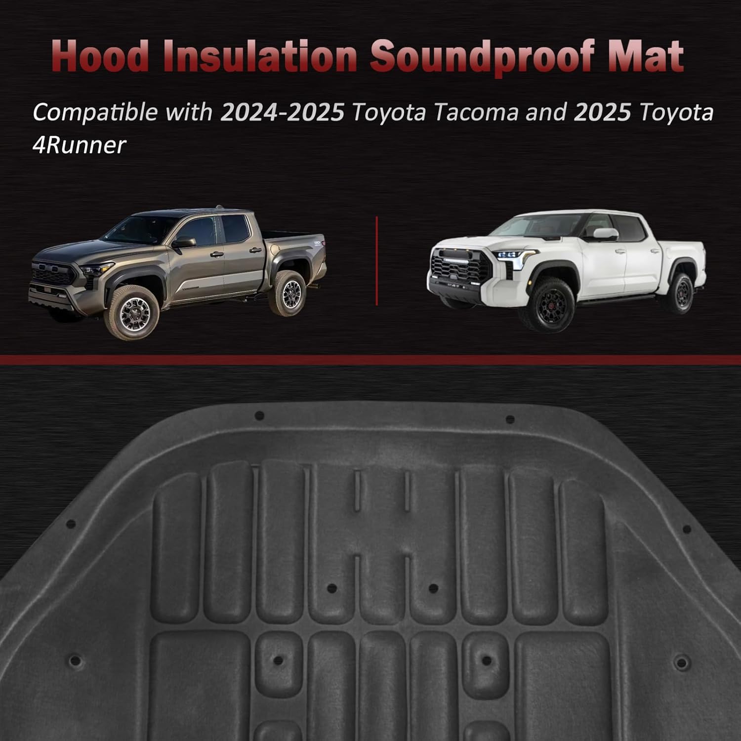 Hood Insulation Soundproof Mat Compatible with 2024-2025 Toyota Tacoma,Engine Sound Insulation Pad for 2025 Toyota 4Runner,PET Hood Heat Shield Sound Deadening Pad Protective Cover Liner Mat
