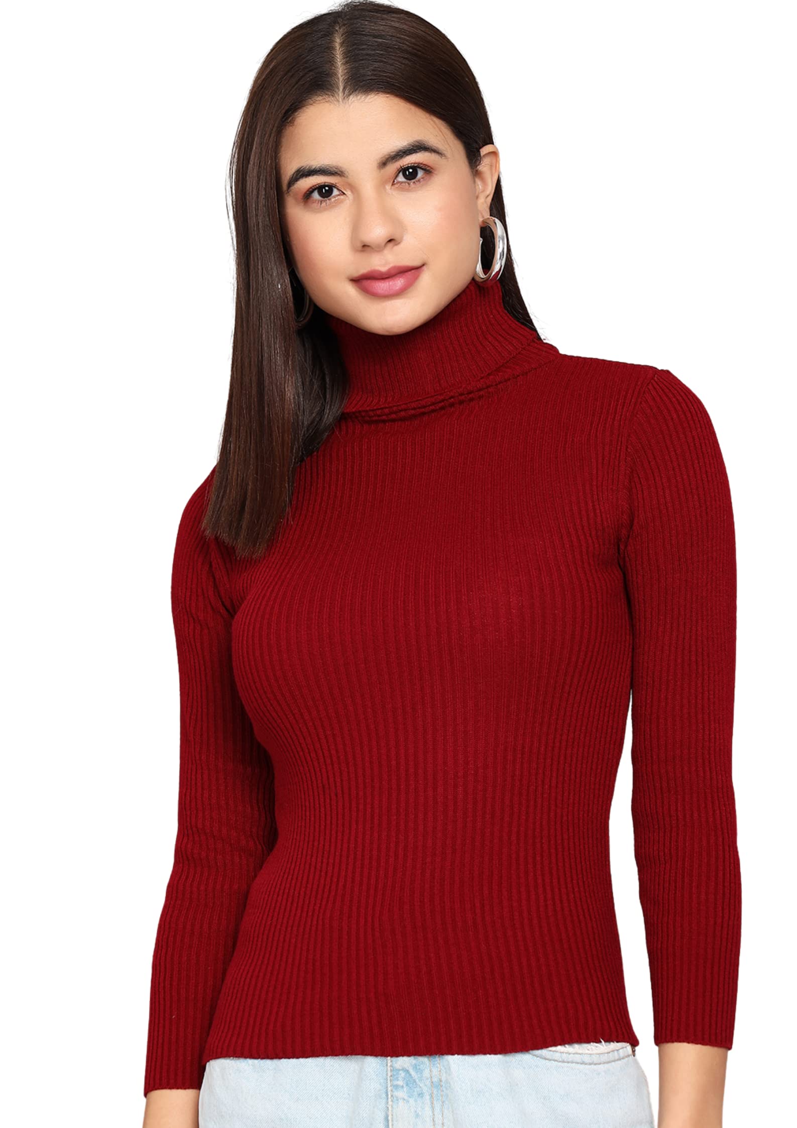 tandul Women’s Sweater Maroon Sweater Full Sleeve Sweater Winter Warm Sweater Casual Sweater for Women & Girls, Small Size Gifts for Women-picture-46