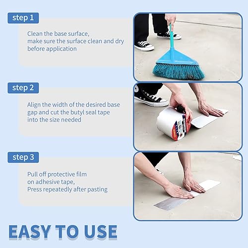 Miniatura 8 de LFGUD Cinta impermeable de 2 pulgadas de ancho x 16.4 pies de largo para fugas, cinta de butilo de aluminio con adhesivo para reparación de