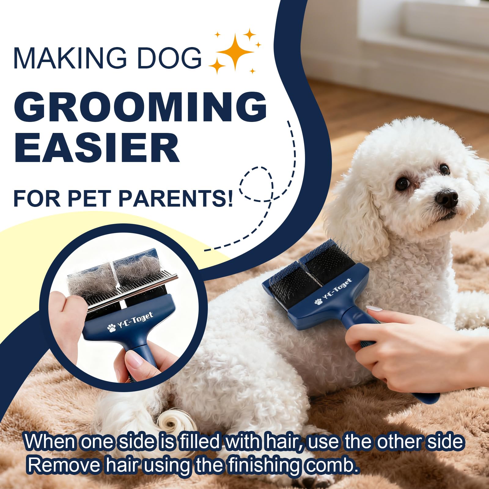 Flexible Double-Sided Slicker Dog Brush for Doodles & Poodles - Image 3