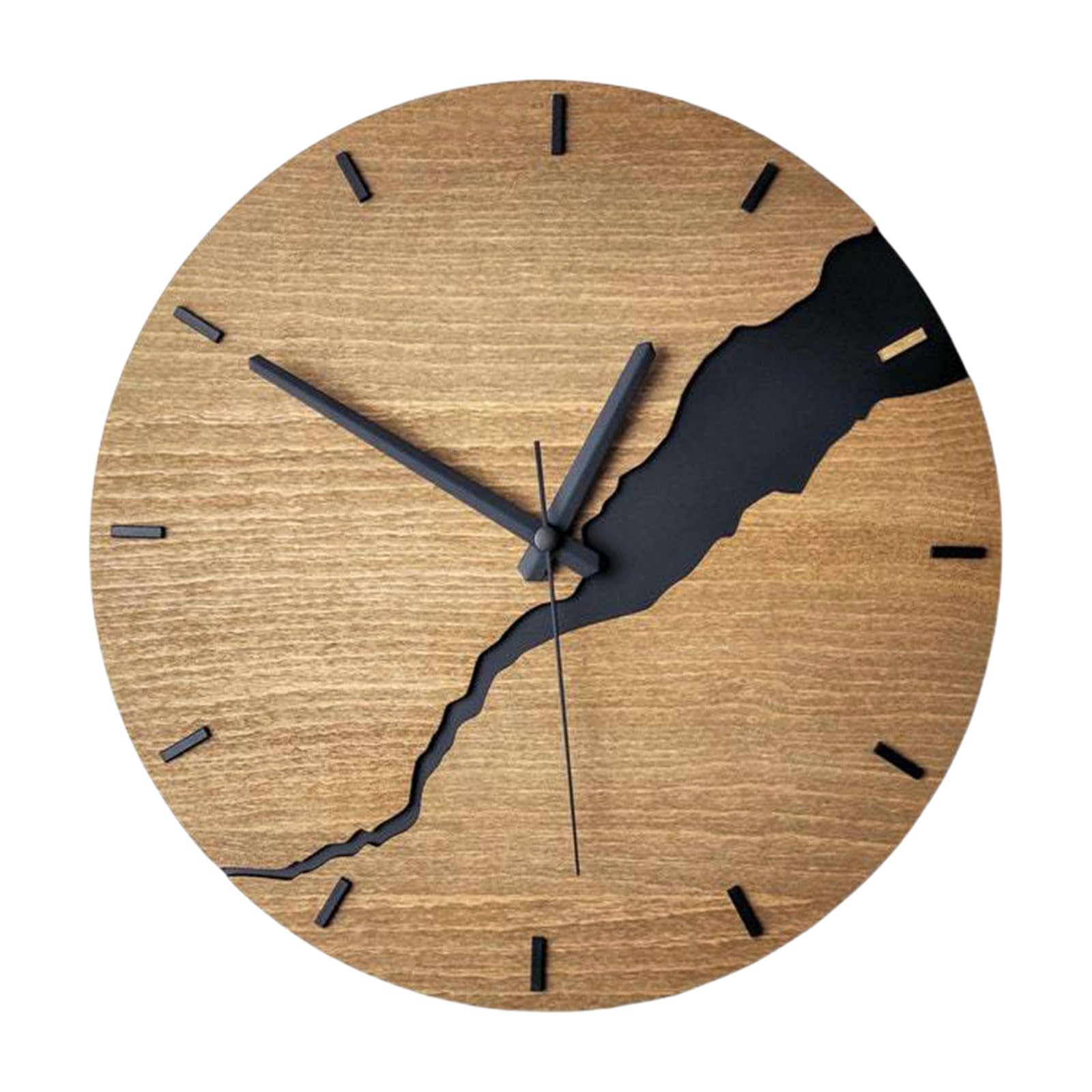 Horloge murale moderne multifonction à piles avec cadran en bois texturé unique