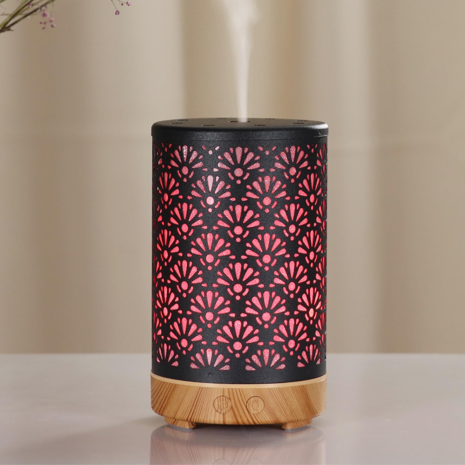 Zen’Arôme Diffuseur Ultrasonique Aromathérapie Sofia - Diffusion Huile Essentielle à Froid - Diffuseur Électrique avec Télécommande - Éclairage Led Personnalisable – Coque en Métal avec Décor Original
