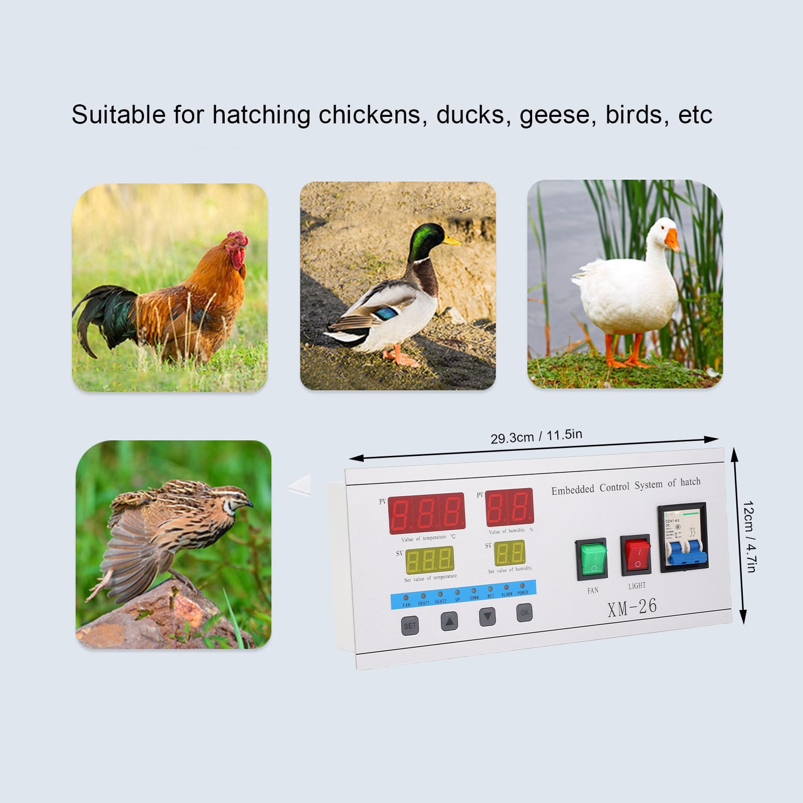 KIMISS Incubadora de Huevos con Control Automático de Eclosión para Pollos, Patos y gansos: Regulador Inteligente de Temperatura y Humedad para una Incubación Eficiente de Huevos