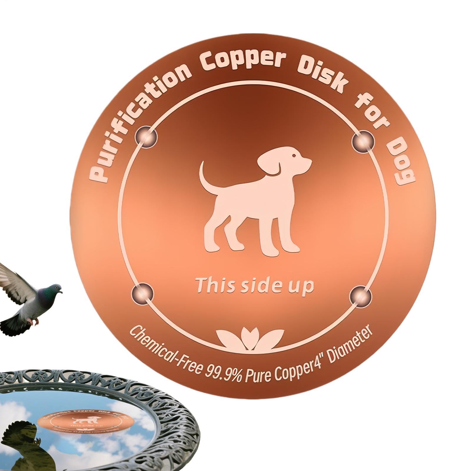 Bird Bath Copper Disk - 10cm Metal Water Feeder Tray For Birds & Poultry | 99.99% Pure Copper Purification Disk | Universal Aviary Feeding & Water Station For Finches, Parrots Small Birds