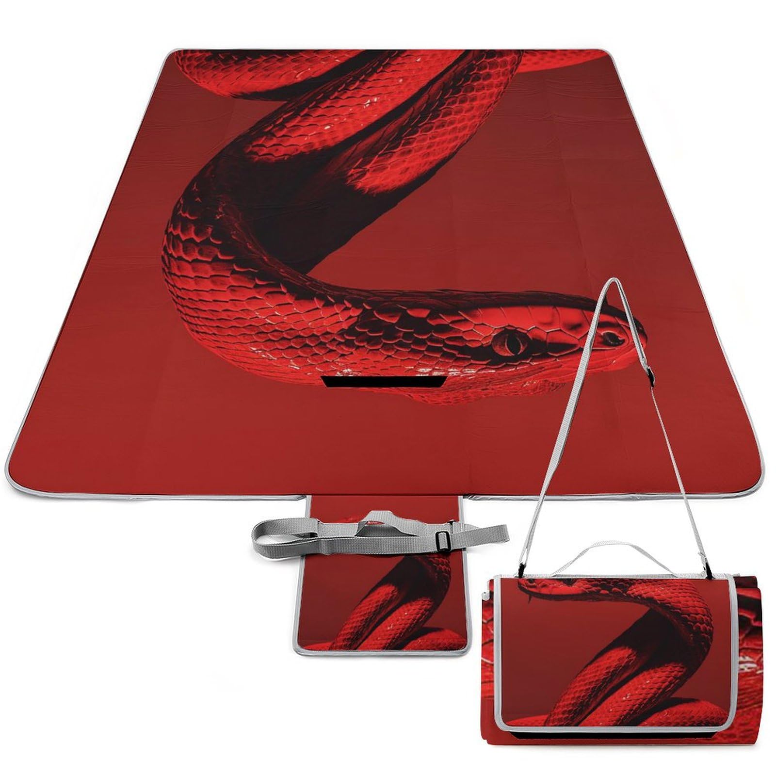 Tapis de pique-nique sophistiqué imprimé serpent rouge étanche et durable 147x147 cm