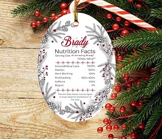 2022 Ornament Christmas Tree With Name Brady Ornament Nutrition Facts - Christmas Tree Home & Room Decor, Hanging Decorations, Funny Ornament Oval 3.25 Inch Plastic