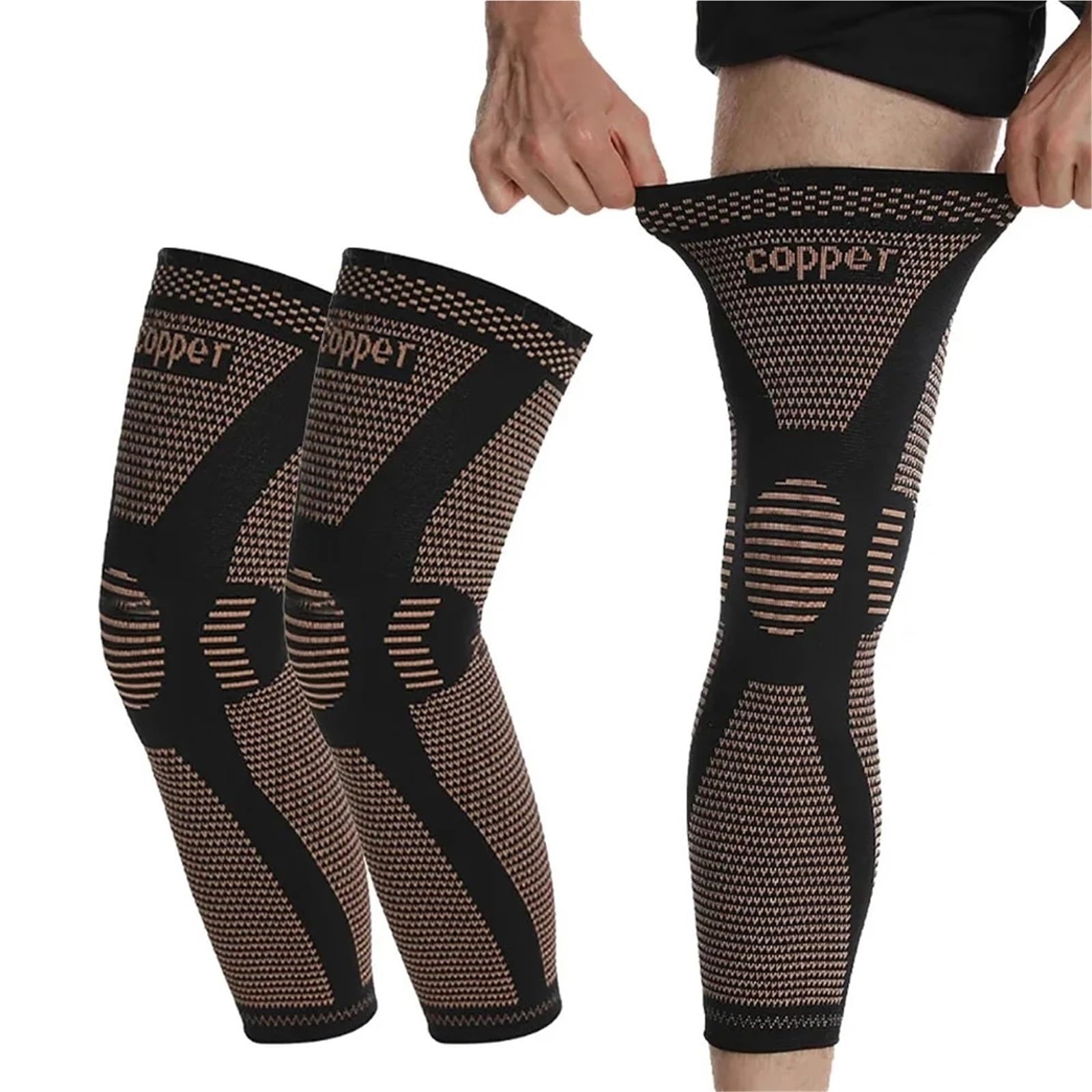 Manicotti Compressivi per le Gambe 1/2 pezzi maniche lunghe in rame a compressione lunga, ginocchiere, for lo sport Per lo sport