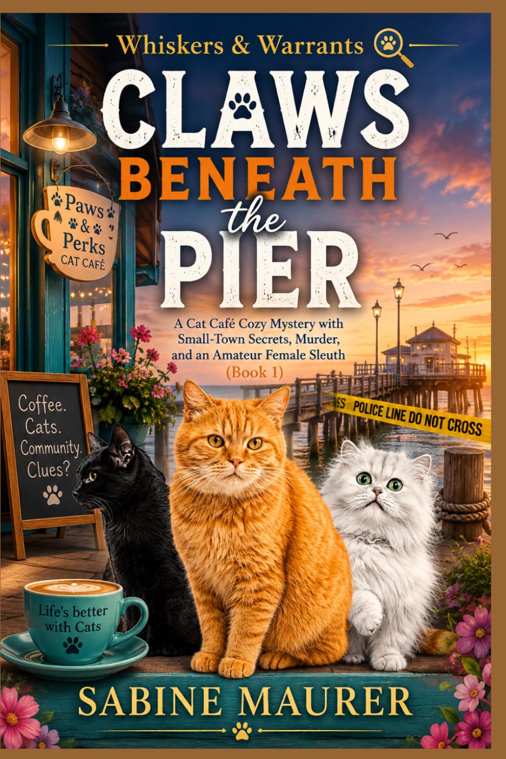 Claws Beneath the Pier: A Cat Café Cozy Mystery with Small-Town Secrets, Murder, and an Amateur Female Sleuth (Book 1) (Whiskers & Warrants)