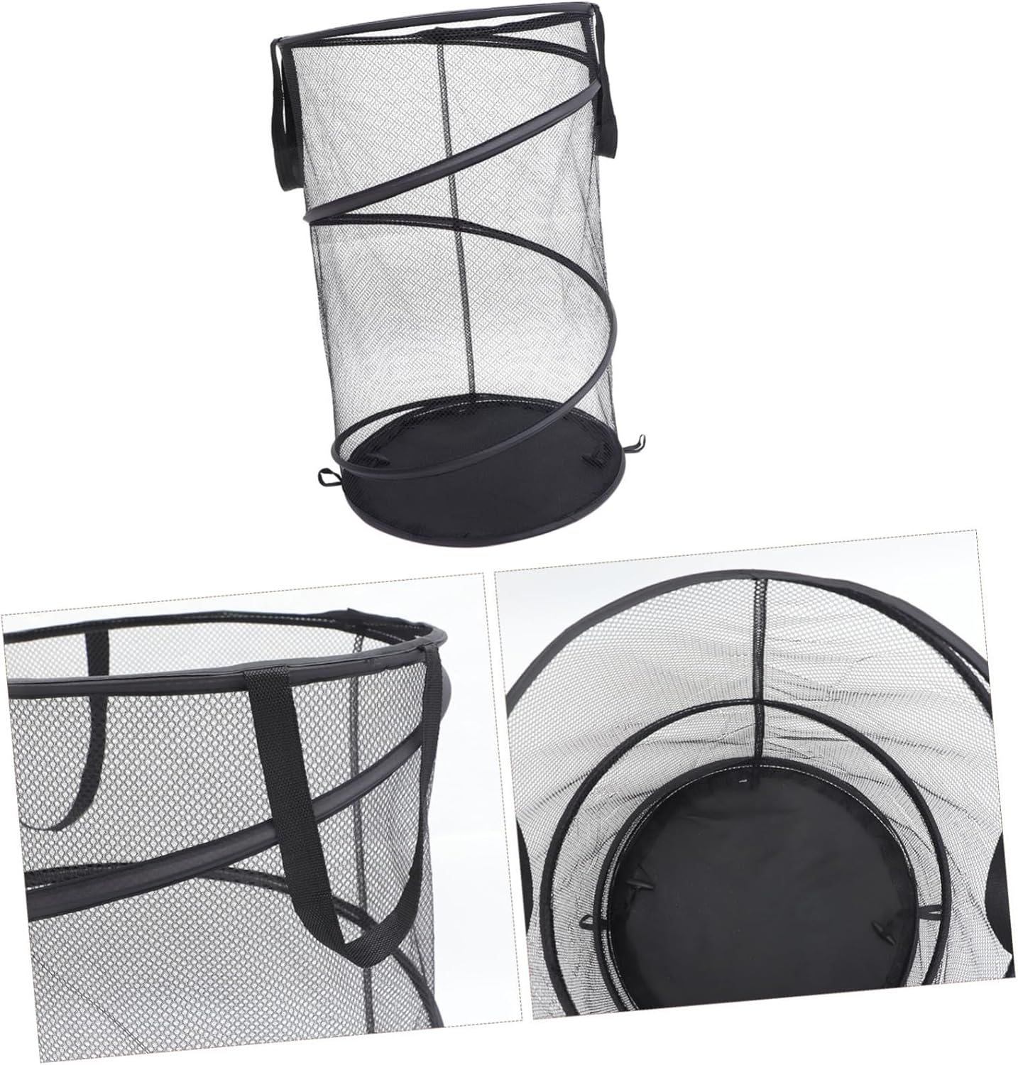 IMIKEYA Large Mesh Laundry Hamper with Handles Collapsible Household Storage Basket for Dirty Clothes Blankets and Portable Organizer for Bedroom Nursery Bathroom