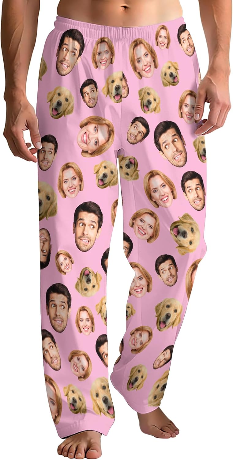 Custom Face Pajama Pants-Personalized Photo Sleep Pants Gift for Men Women