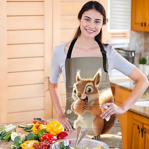 Miniatura 5 de Divertido delantal de gato con 2 bolsillos impermeable para hombres y mujeres, decoración de jardín de cocina
