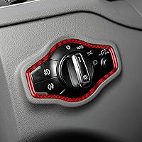 Vista 4 de Fibra de carbono, para Audi Q5/A4/A5 2009-2016, cubierta de marco de botón para faros de automóvil, accesorios interiores, color rojo