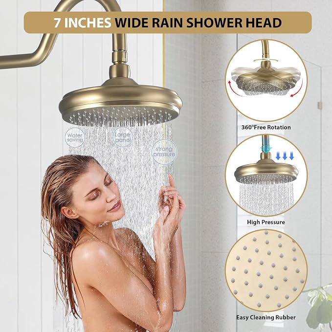 Sistema de ducha con rociador de mano en oro cepillado miniatura 4