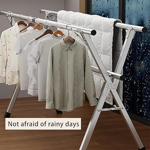 Miniatura 6 de Estante de secado de ropa plegable para interiores y exteriores, longitud ajustable portátil, fácil de mover, ahorro de espacio, proporciona un