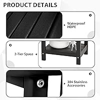 Vista 5 de Sundale Outdoor Mesa auxiliar pequeña, para todo tipo de clima, pequeña Adirondack de polietileno de alta densidad resistente al agua de 2 niveles