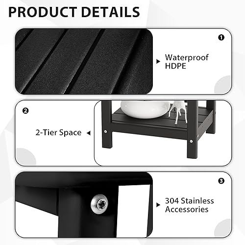 Miniatura 5 de Sundale Outdoor Mesa auxiliar Adirondack pequeña de 18 x 15 pulgadas, para todo tipo de clima, mesa auxiliar Adirondack de polietileno de alta