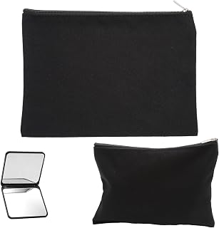 2 Pieces Makeup Bag Girls Women with a Small Mirror, Makeup Bag, Cosmetic Bag, Black Novelty Toiletry Bag Makeup Bag, Small Makeup Bag