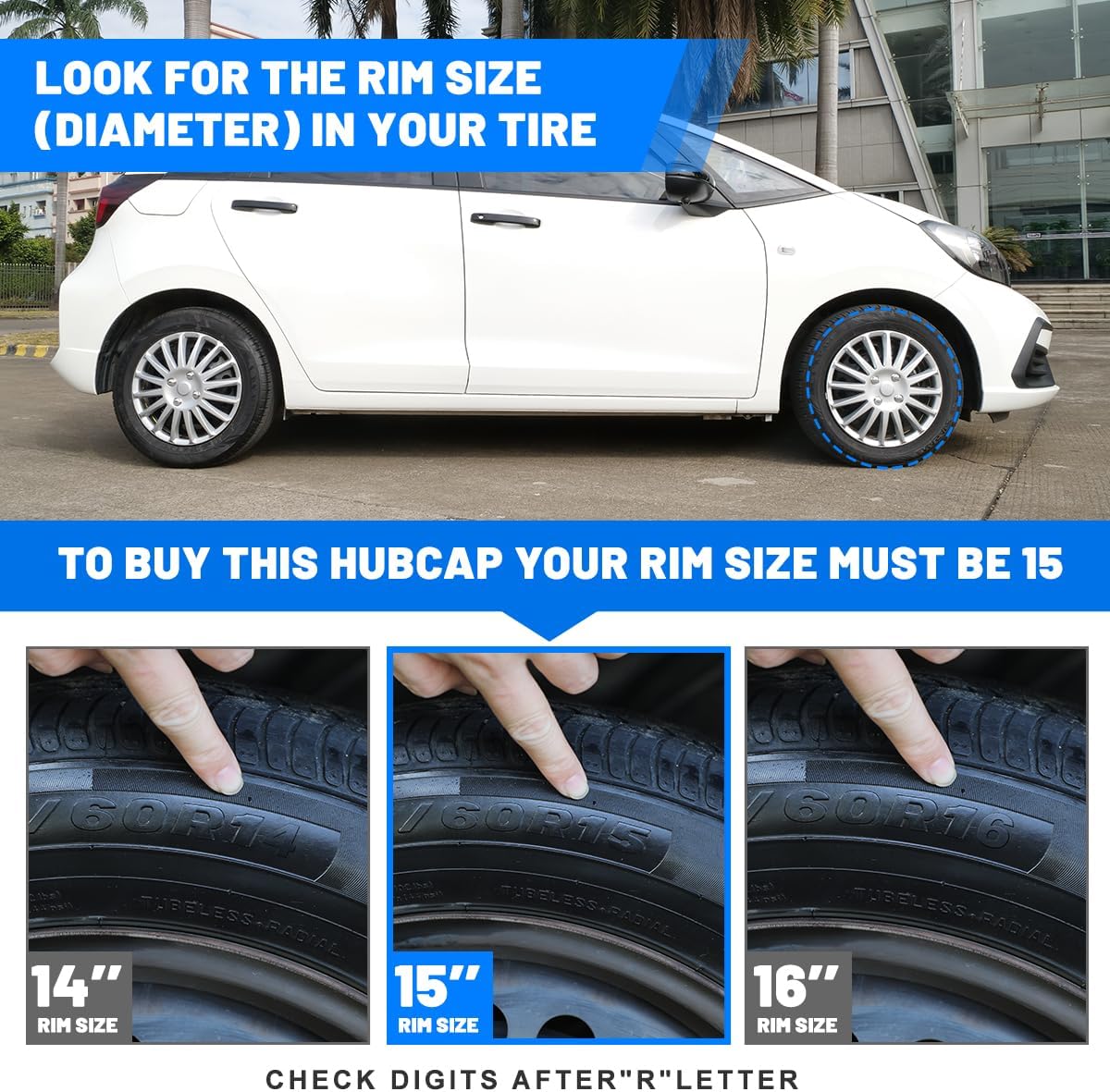 CPW 15" Hubcaps Snap Universal Wheel Rim Cover On Car Truck SUV ABS Material for Car Accessories Wheel Covers Snap Clip Tire Rim Replacement, Set of 4 (15 Inch, Lacquer)