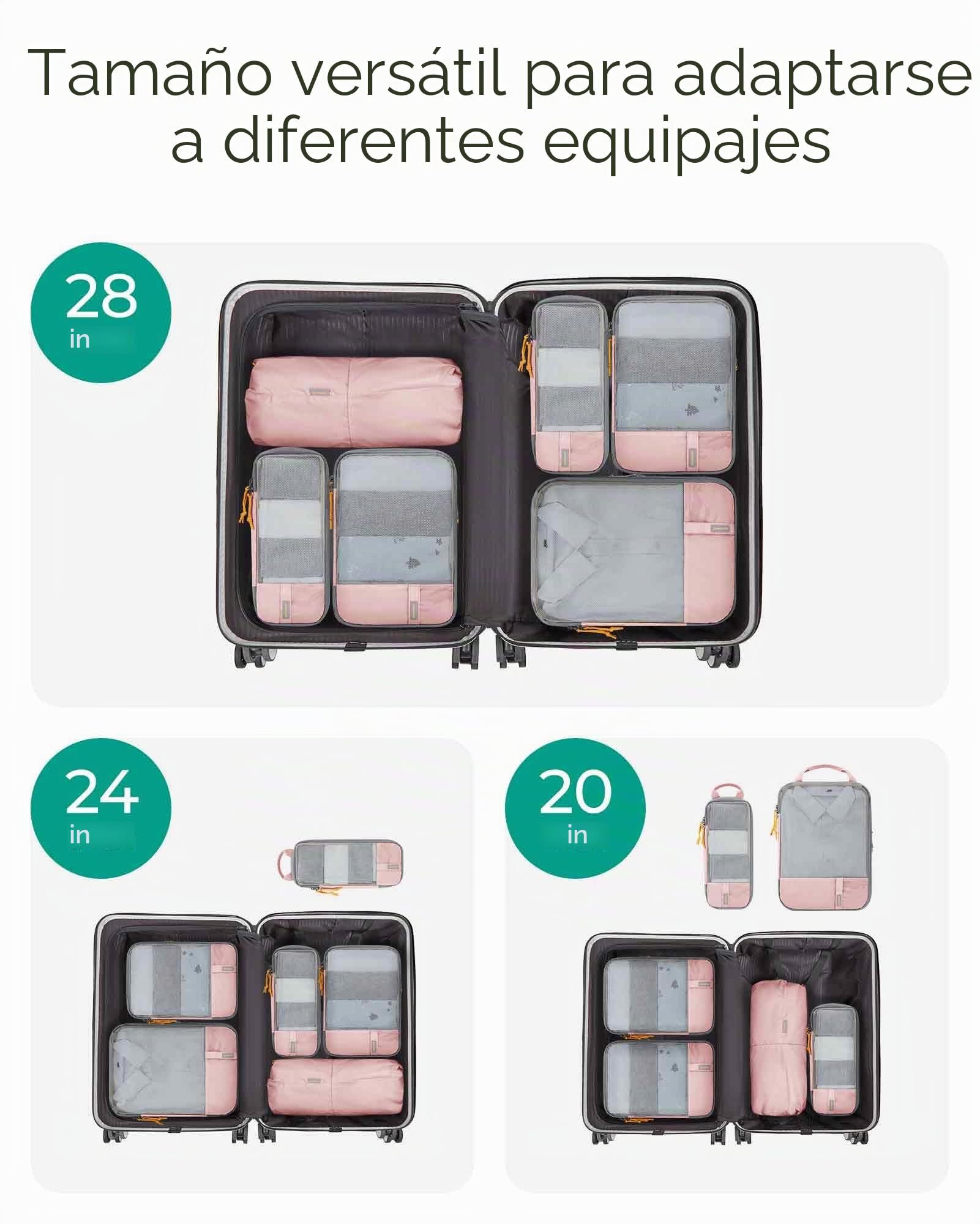 BAGSMART Bolsas Organizador Maleta Escalable, 6 Piezas Compression Packing Cubes, Con Bolsa de Lavandería, Adecuado Para Mochilas, Maletas de Viaje y Almacenamiento de Ropa en el Hogar, Negro