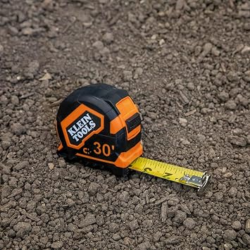 Klein Tools 9230 Tape Measure, Heavy-Duty Measuring Tape with 30-Foot Double-Hook Double-Sided Nylon Reinforced Blade, with Metal Belt Clip