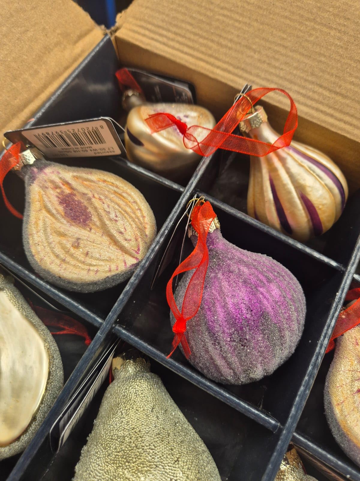 Silver Pear Traditional Glass Christmas Tree Baubles - 2 Sizes, Mini, Antique Silver, Jewel Coloured