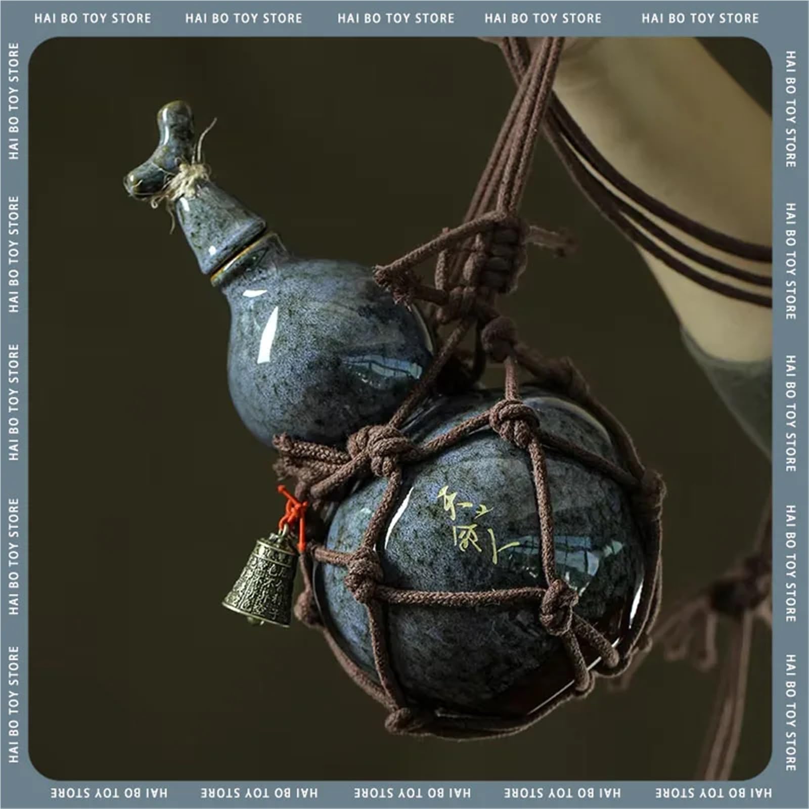 Bouteille Wukong de 700 ML, Gourde en céramique, Sac en Filet, Destin du Ciel, Gourde à vin, Ensemble en Diagonale sur la Bouilloire à Eau Chaude, Ancienne(Four)