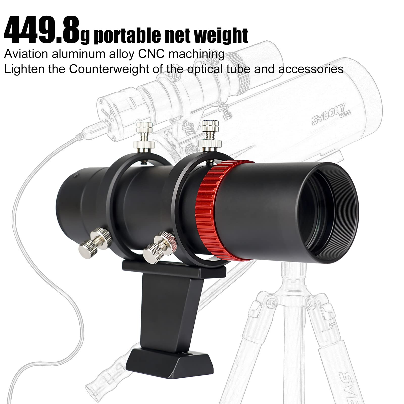 Svbony SV165 Mini Guide Scope 40F4, 1,25Zoll FMC-Beschichtung mit Spiralförmigem Fokussierer, Koaxiale Ausrichtung, Einstellbar Aluminiumlegierung, Kompatibel mit ZWO QHY Auto Guide Find Camera