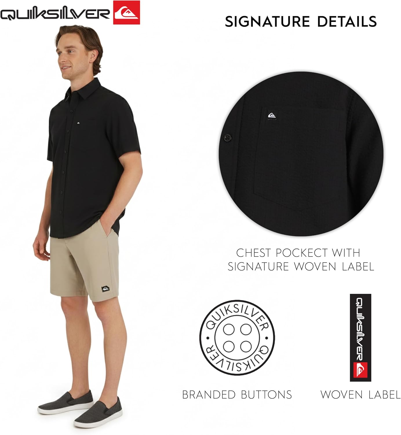 Quiksilver Men's Regular Fit Premium Cotton Short Sleeve Button Down Seersucker Shirt