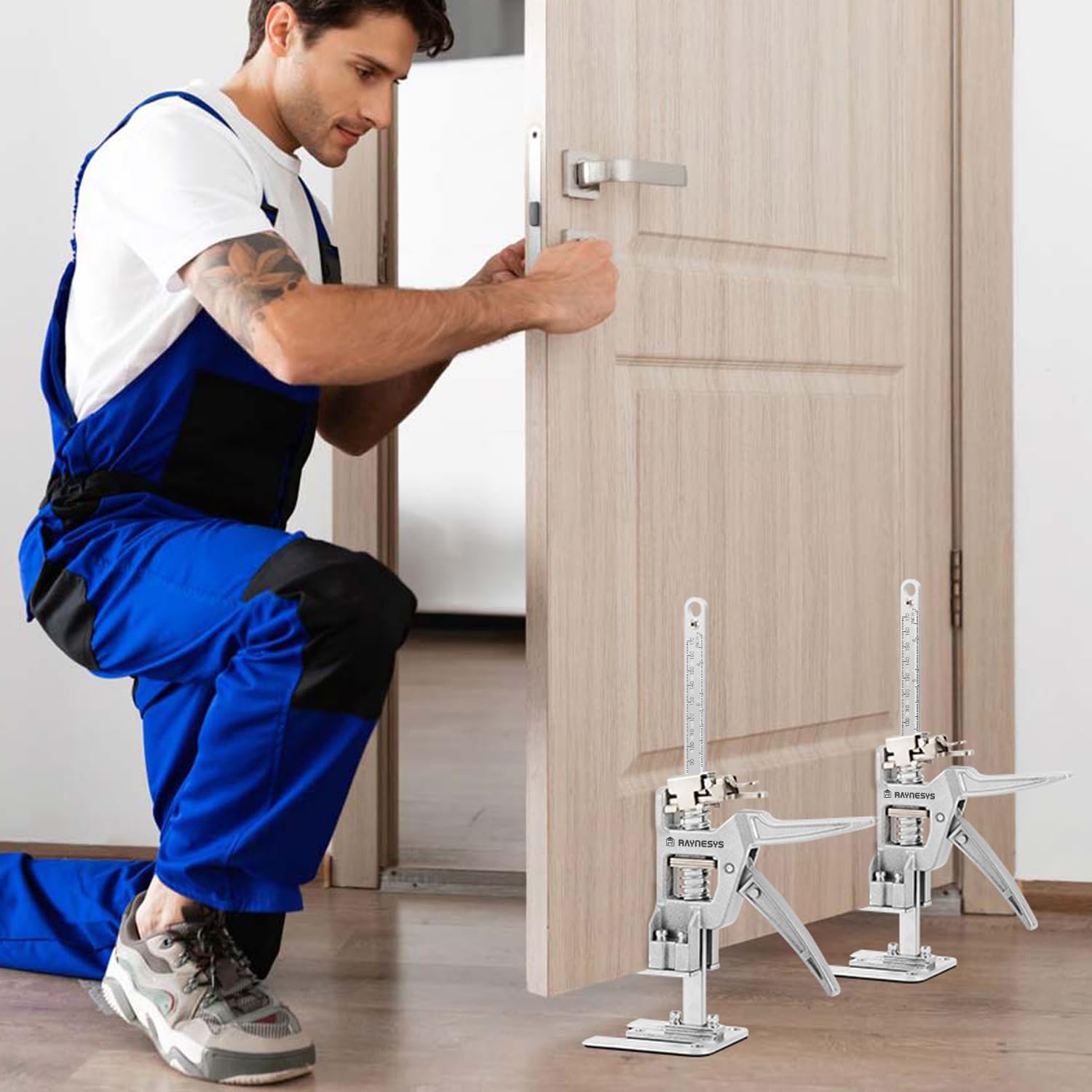 Raynesys 2 Stück Arbeitssparender Arm, 12 Zoll Ganzmetall Hebewerkzeug 440LBS Kapazität, Wandfliesen-Lokalisierer für Möbel, Türen, Board Heber, Präzise Kontrolle bei langsamem/schnellem Abstieg