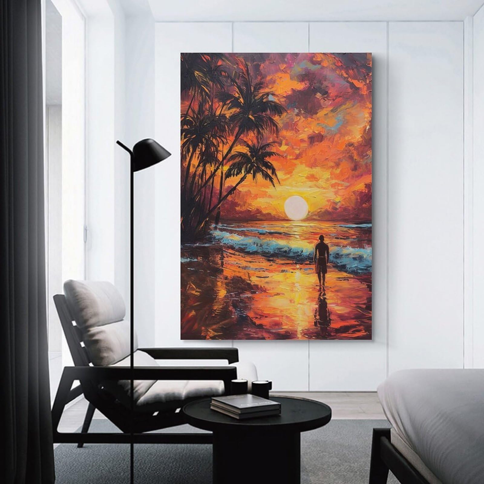 Junmoney Beach Sunset Bliss Wall Art Print 24x36inch(60x90cm), for Art Walls, Layered Displays Or Homes, Wall Decor Suited to Curated Displays