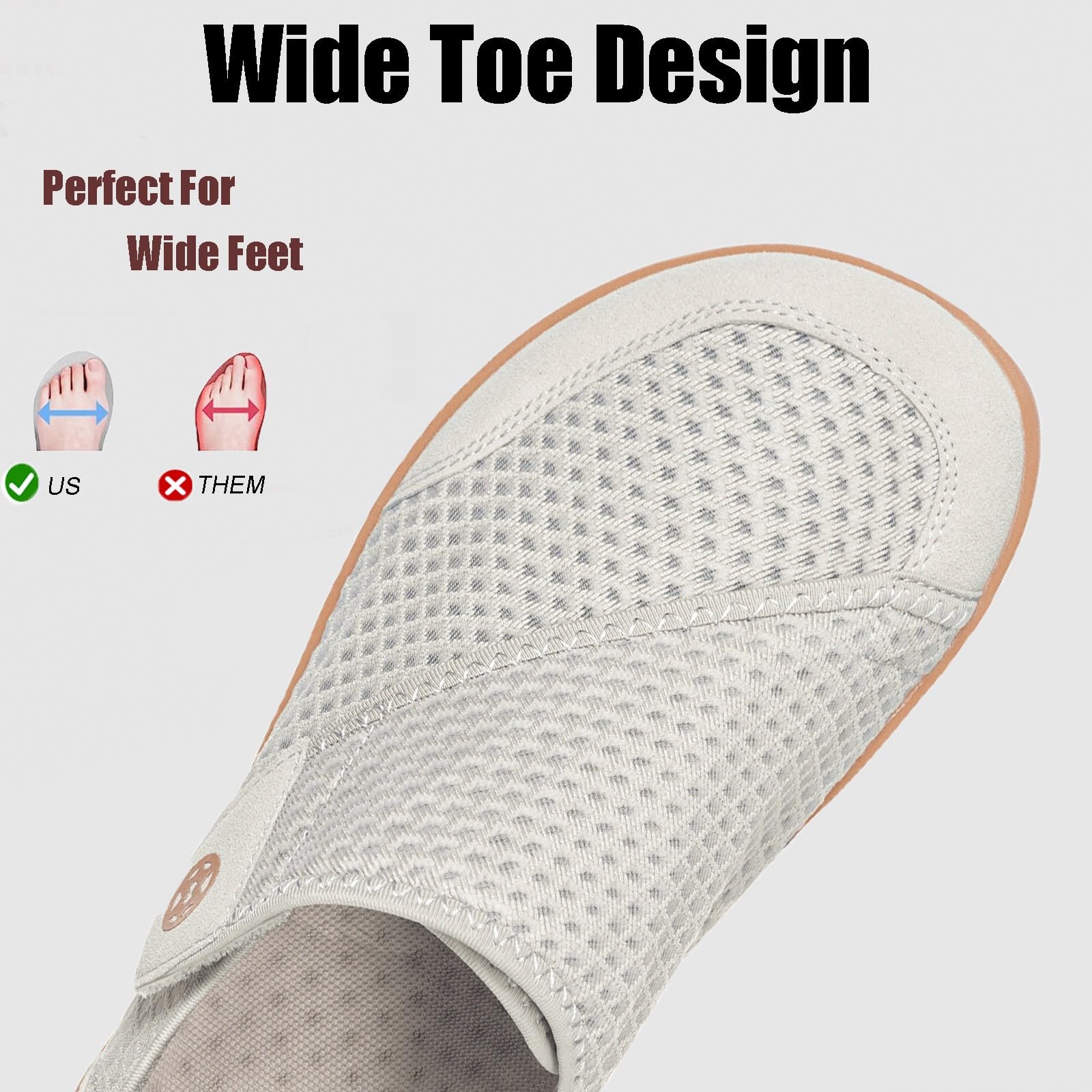 Zapatos Diabeticos para Mujer Hombre Extra Anchas Transpirables Ligero Antideslizante Ajustable Cómodo ortopédicos Zapatillas para Caminar Calzado Edema Artritis Ancianos Persona Mayor - 3