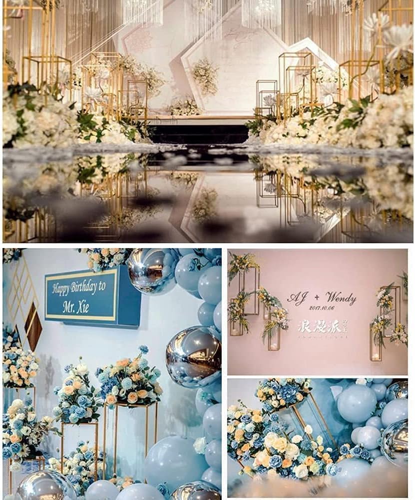 LOYALHEARTDY 5pcs 31.5“ Tall Wedding Flower Stand Metal Vase Stand Floor Metal Column, Table Flower Stands for Home Event Party Wedding Decoration Rectangular Flower Display Rack