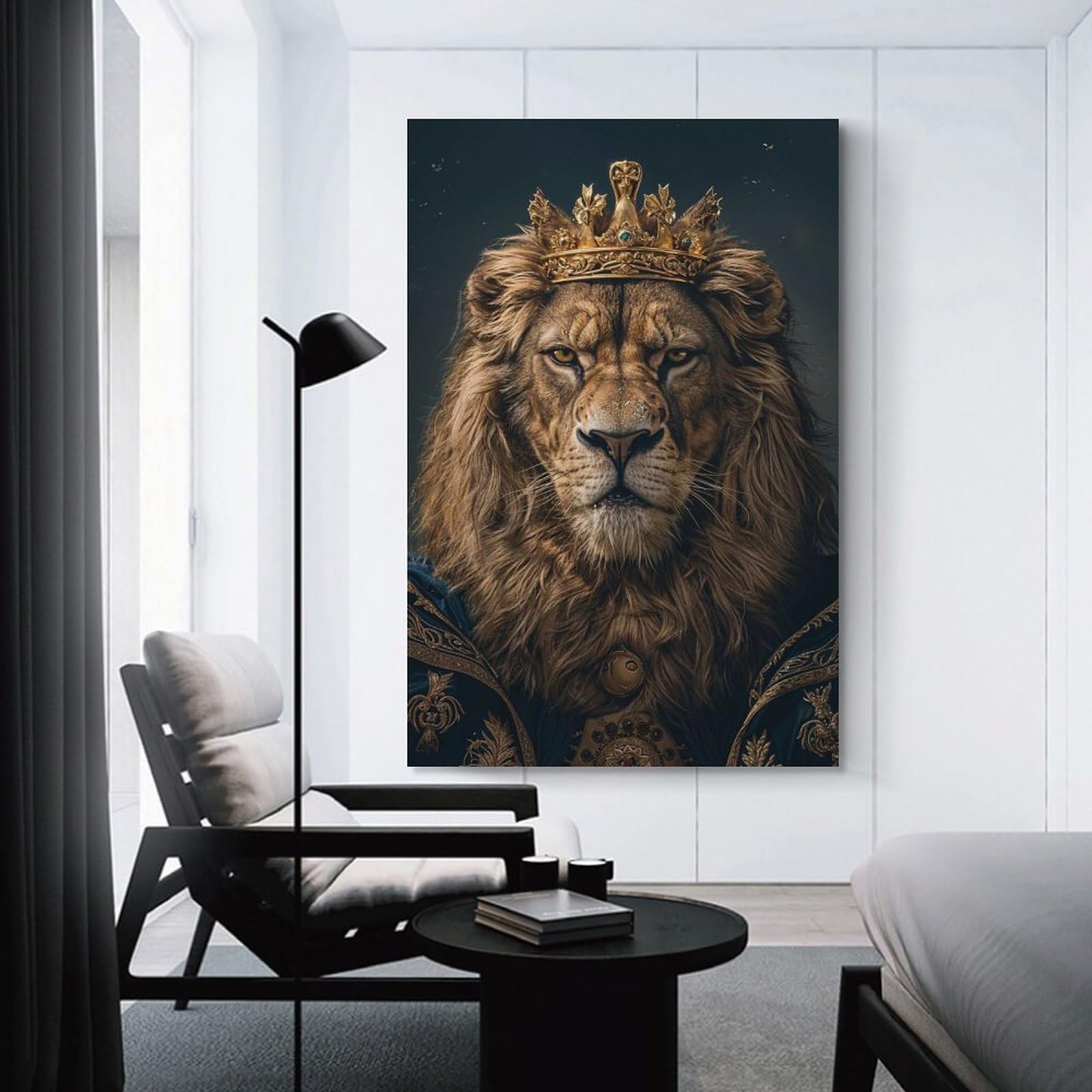 Junmoney Unframe-Style-21-1 Lion King Canvas Art Print 08X12inch(20X30cm), For Calm Bedrooms, Home Corners Or Flats, An Easy Wall Refresh For Bedrooms