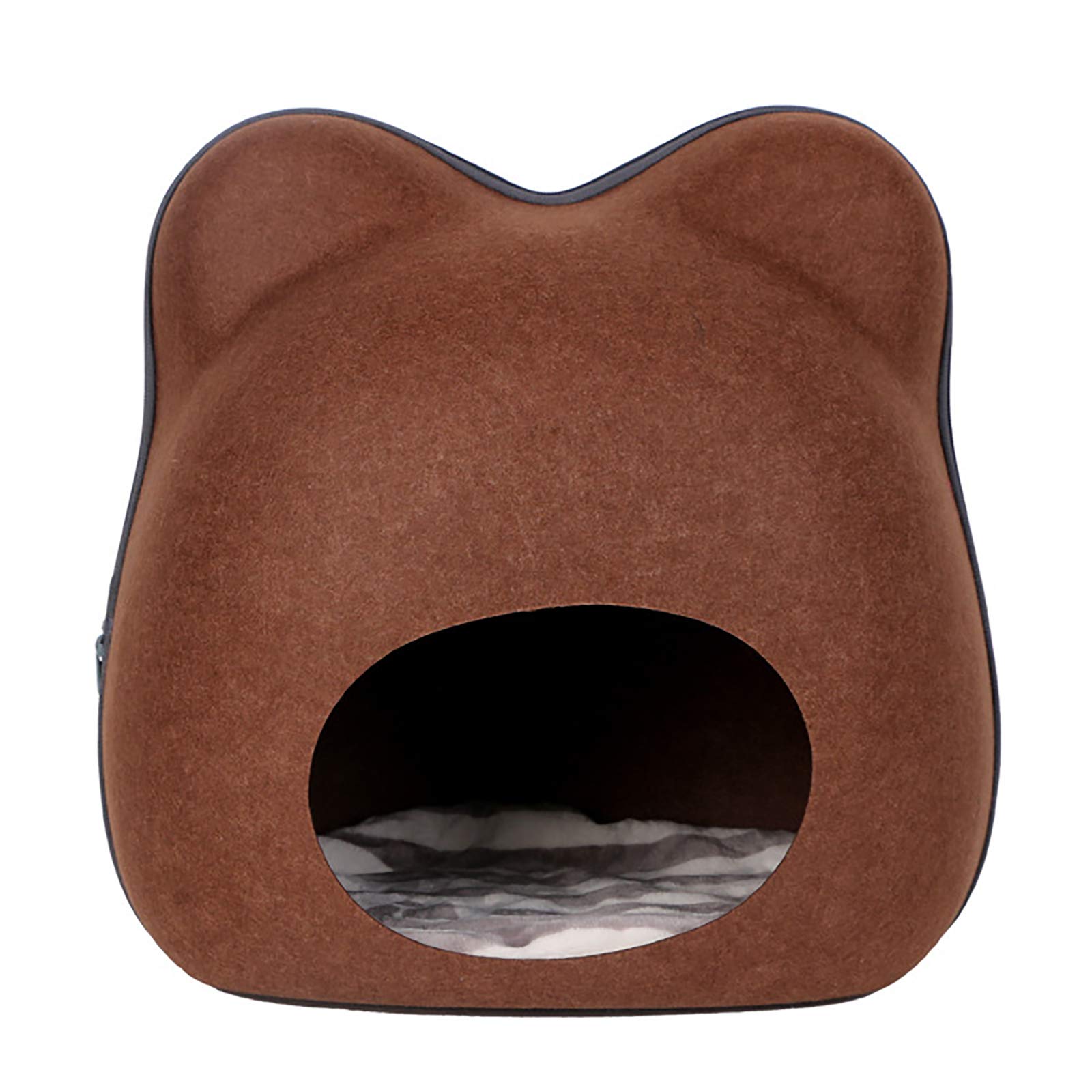 Panier de maison pour chat lavable et stable en feutre marron