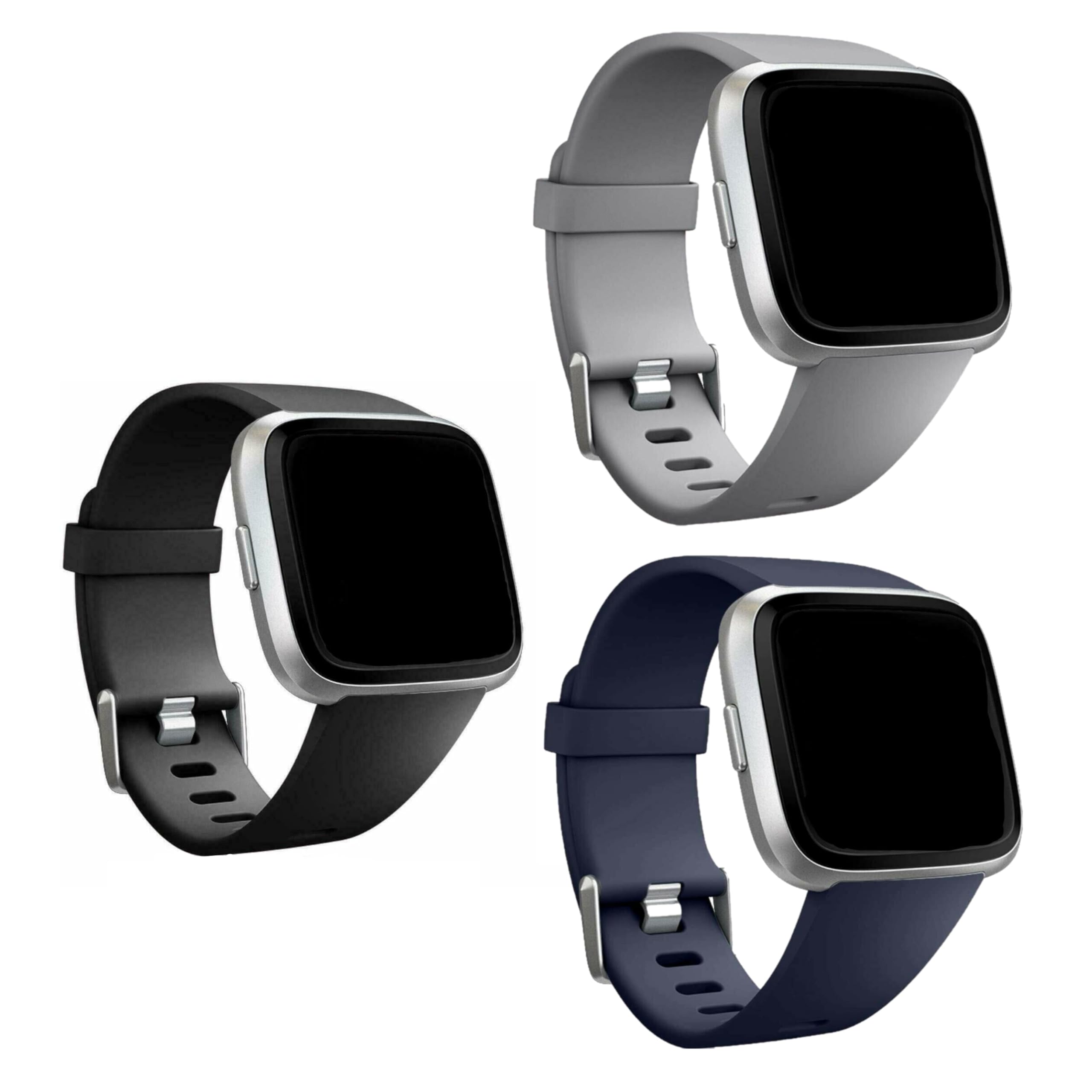 Panda Bobo Silicone Strap Replacement Compatible with Fitbit Versa 2/Versa/Versa Lite/Versa SE (Small, Pack A – 3 Straps) – Soft Sport TPU Silicone Band, Adjustable Waterproof Watch Strap Unisex