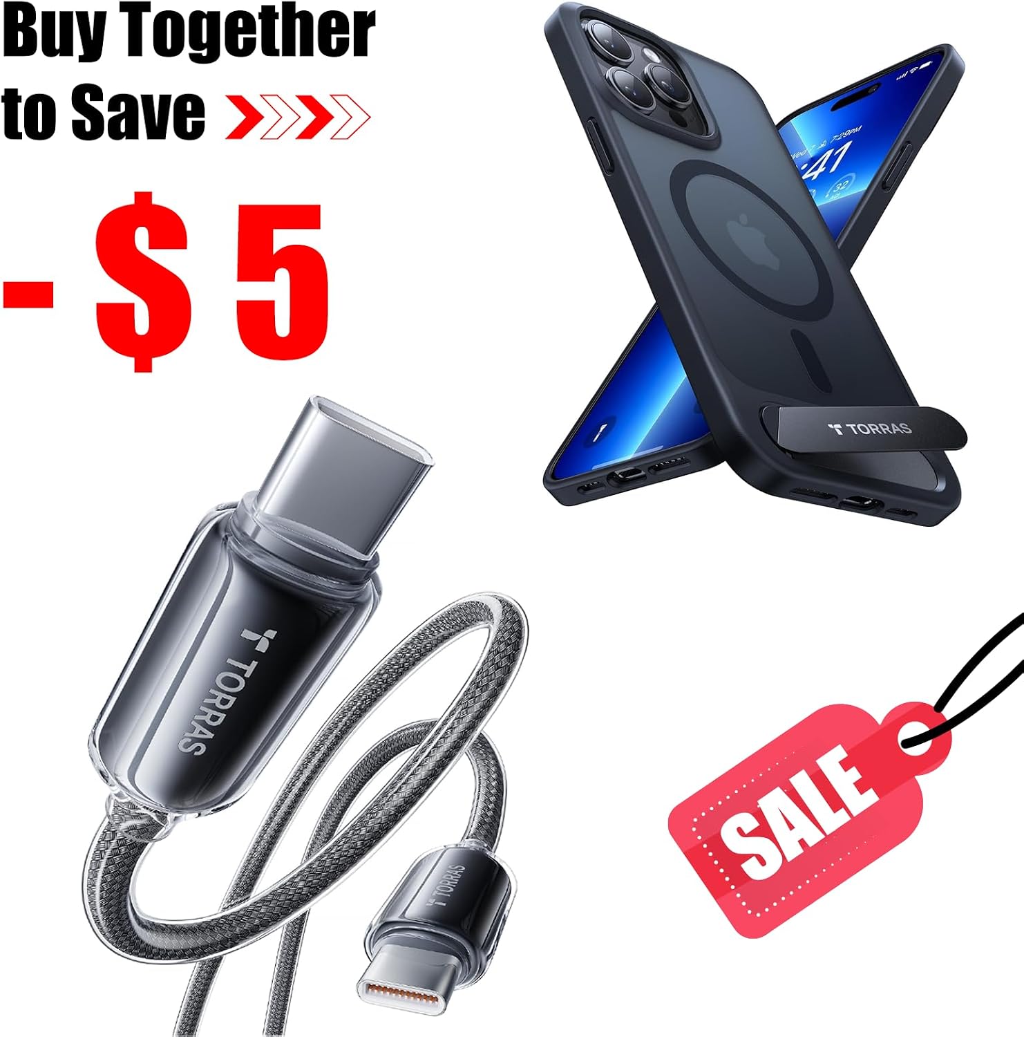 TORRAS iPhone 15 Pro Case with USB C Cable