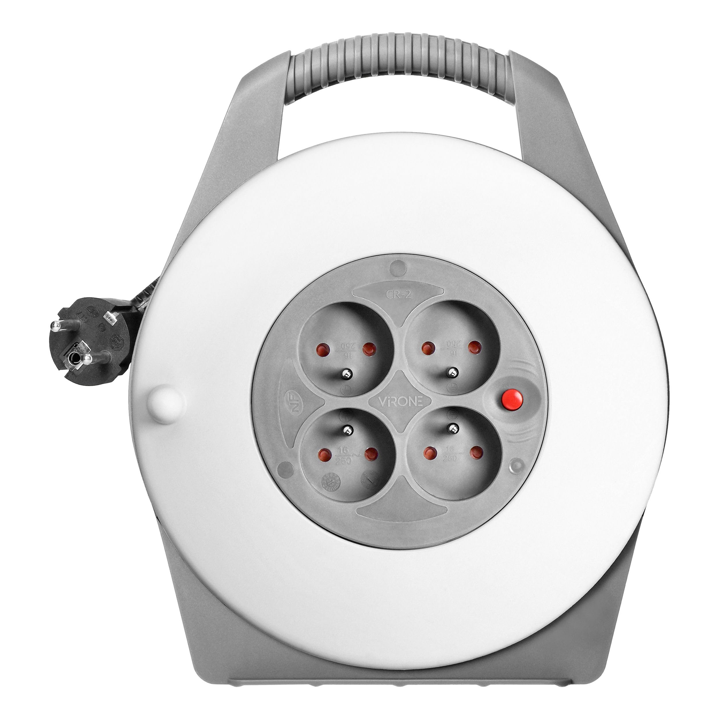 Rallonge Electrique avec Enrouleur Electrique 4 Prises 2P+Z Câble PVC H05VV-F 3x1mm2 Rallonge Electrique 10m Norme de prise : française (type E)