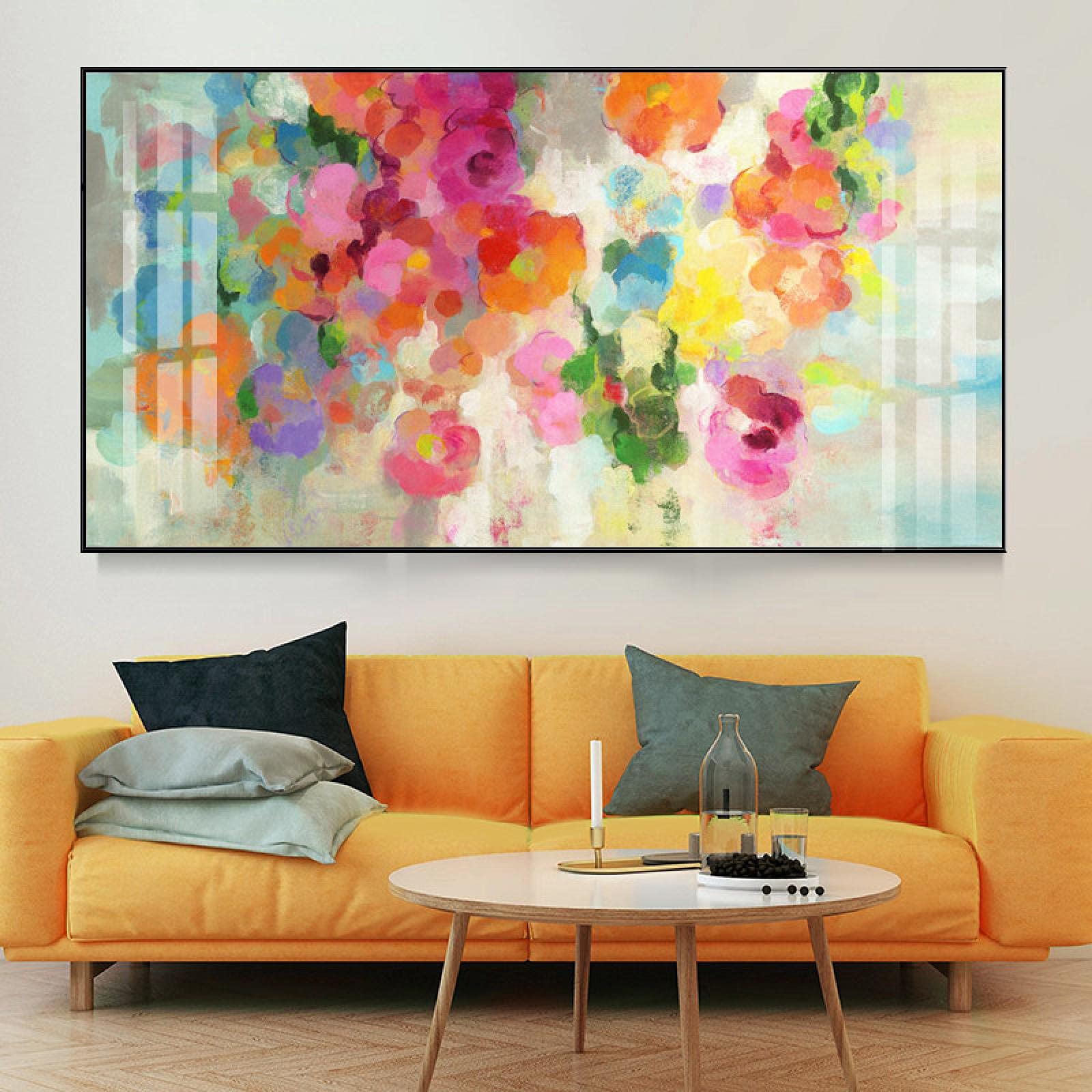 Peinture sur toile fleur colorée au style aquarelle moderne et raffiné