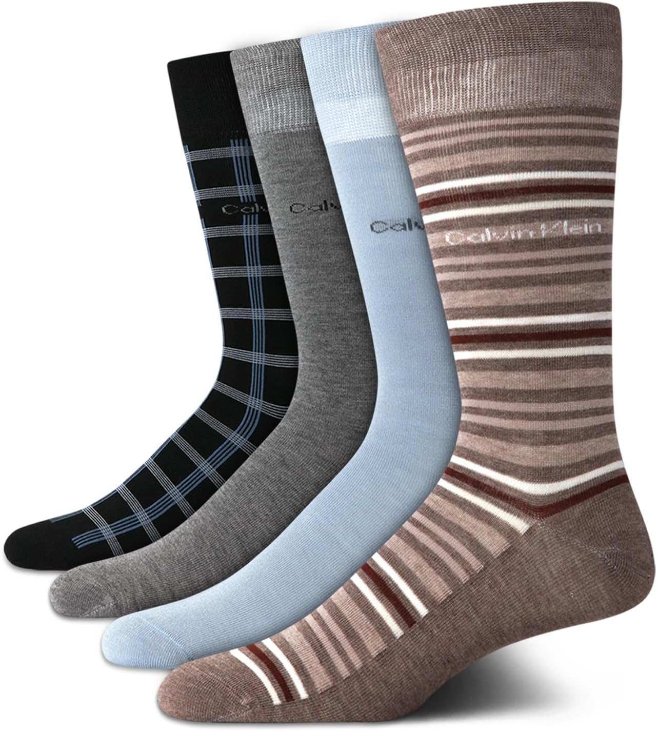 Calvin Klein Mens Dress Socks - 4 Pack Soft Cotton Blend Crew Length Work Socks for Men for Casual Business & Formal Wear