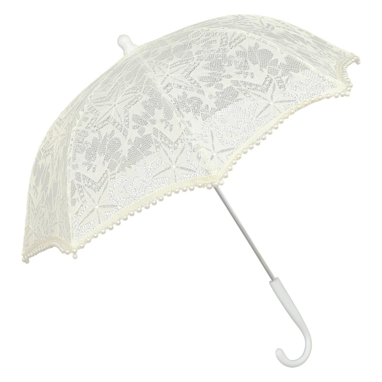 Koronkowa parasolka, Koronkowy Parasol Ślubny Biały 47x47x44cm 18,5x18,5x17,3in