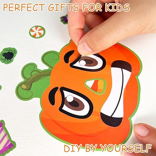 Miniatura 5 de 56 hojas de calcomanías de calabaza de Halloween para niños, 14 diseños diferentes de calabaza, divertidos recuerdos de fiesta de Halloween,