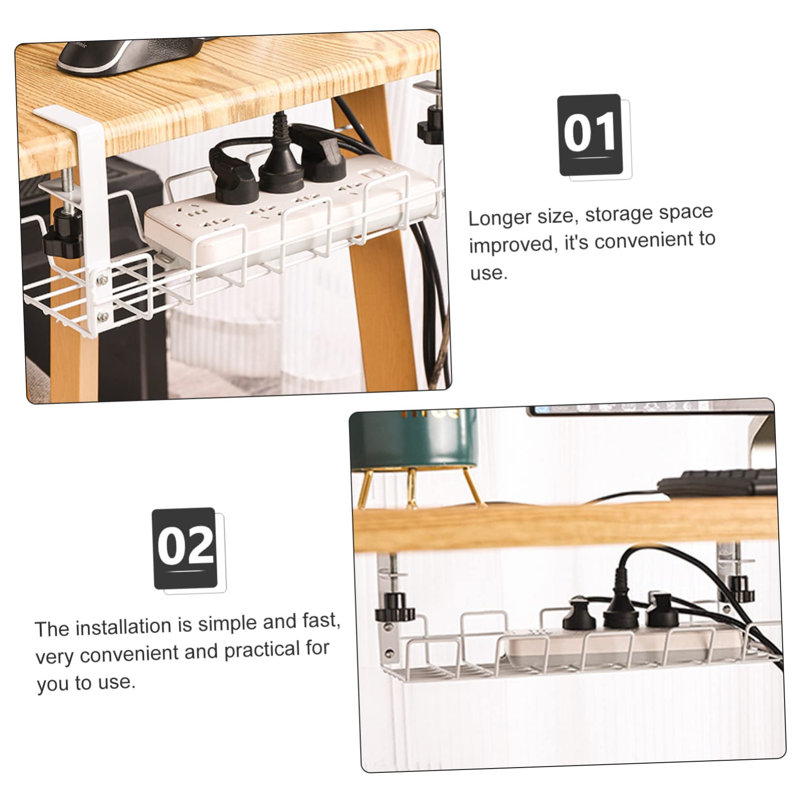 Support pour Multiprises en Acier Carbone Blanc Rack de Gestion des Câbles sous Bureau pour Organiser Câbles Électriques et Informatiques en Chambre ou Bureau Couleur Aléatoire