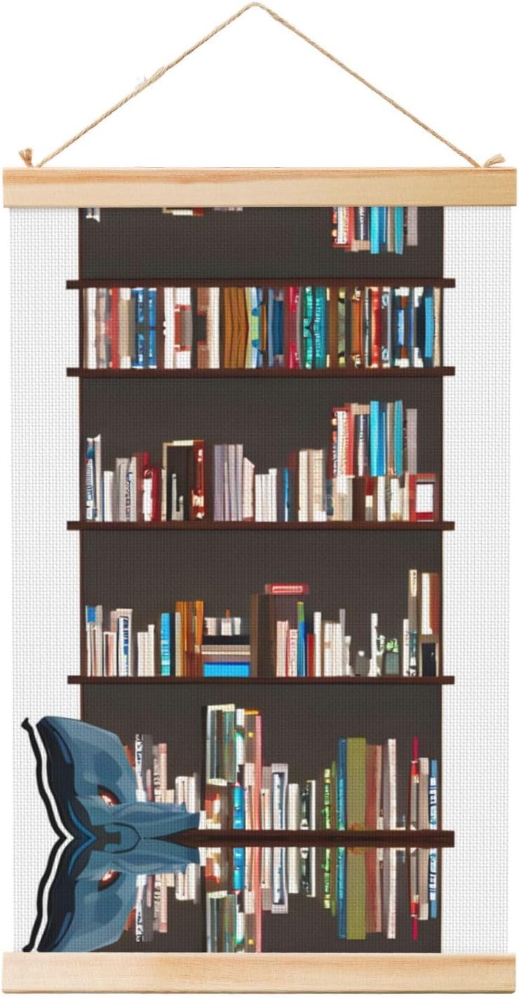 Library Bookcase Print Poster Hanger,Hanging Poster, Poster Frame,Wood Poster Hanger, For Wall Hanging