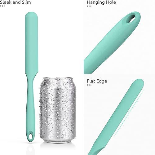 Miniatura 6 de U-Taste Espátula de silicona delgada 600F resistente al calor de grado alimenticio de 10 pulgadas de largo y estrecho palo de agitación de masa