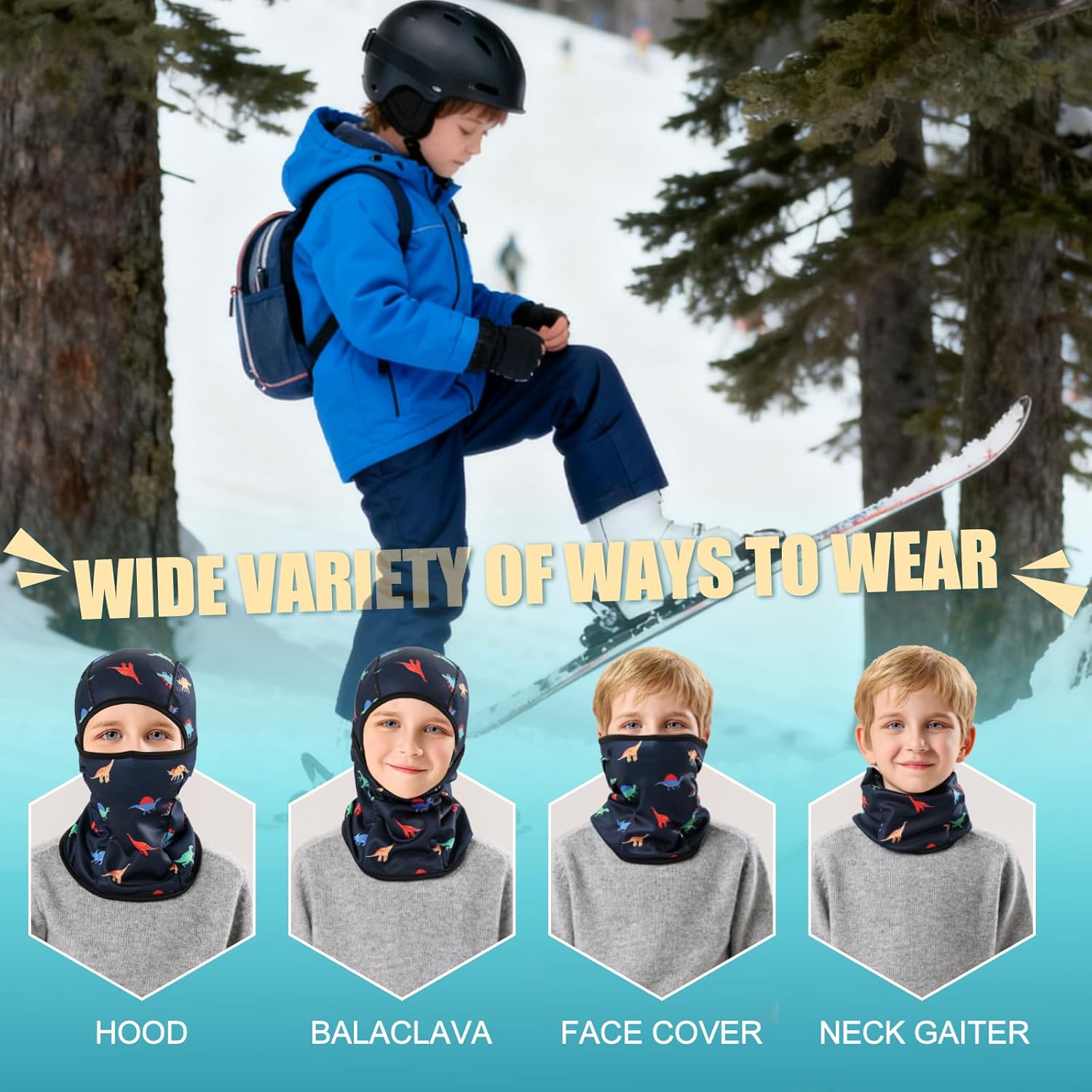 Toddler Ski Balaclava Kids Winter Face Cover Boys Snow Hat Girls Neck Warmer Baby Snowboarding Hats - Image 5