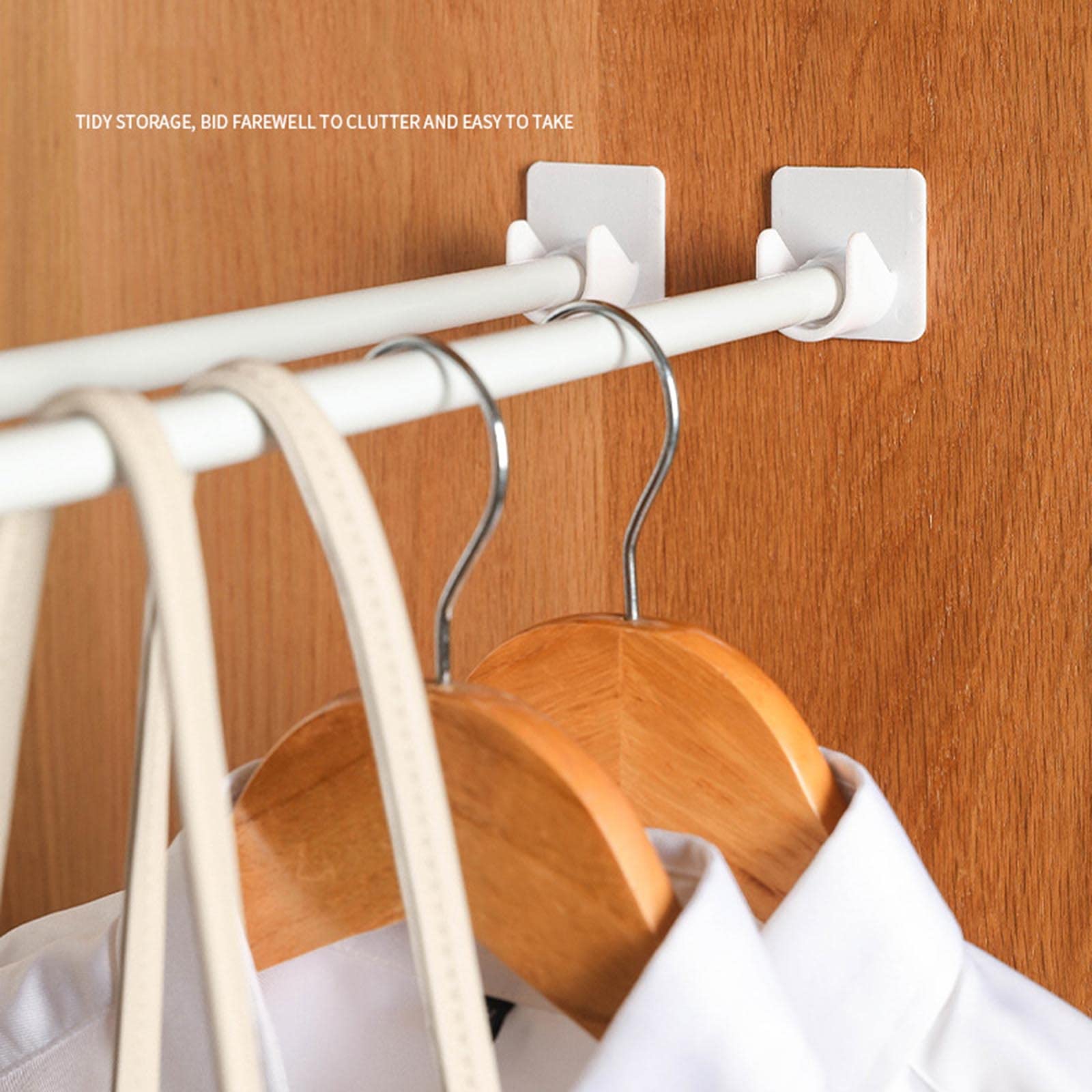 2Pcs Shower Curtain Rod Holder Self Adhesive Telescopic Support Sticker