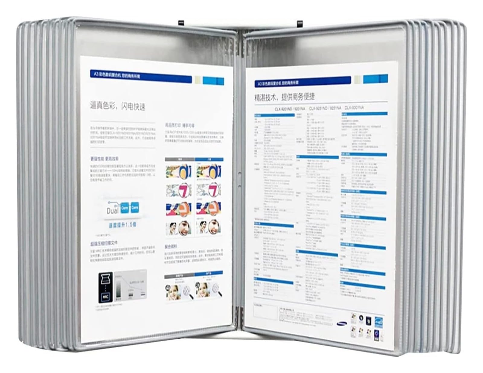SnamicE Wall-Mounted Flip File Holder - Wall Reference Organizer, 20 Display Pockets, PVC and Metal Catalog Display Rack, for Office/Home Display and Storage A4 Documents, Assorted Colors,A