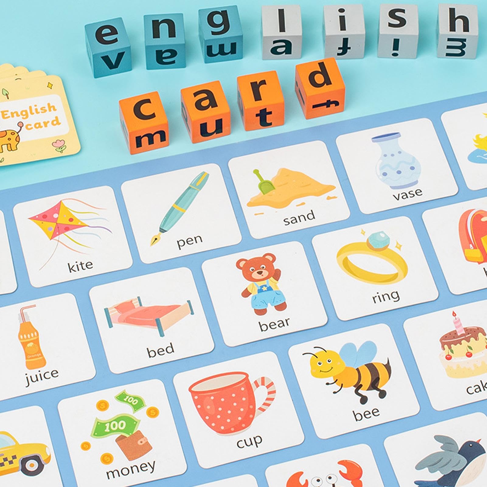 Word Spelling Games, 20 Wooden Alphabet Blocks with 54 Flash Cards, 14x12cm, Matching Letter Game for Kids, Preschool Learning Activities Toys, Educational and Engaging, for Kids — view 8