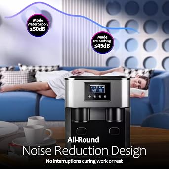 Commercial Ice Maker Machine, Nugget Ice Maker for Countertop, Self-Cleaning Portable Ice Machine with Double Water Tank, 1.3L + 3L Capacity